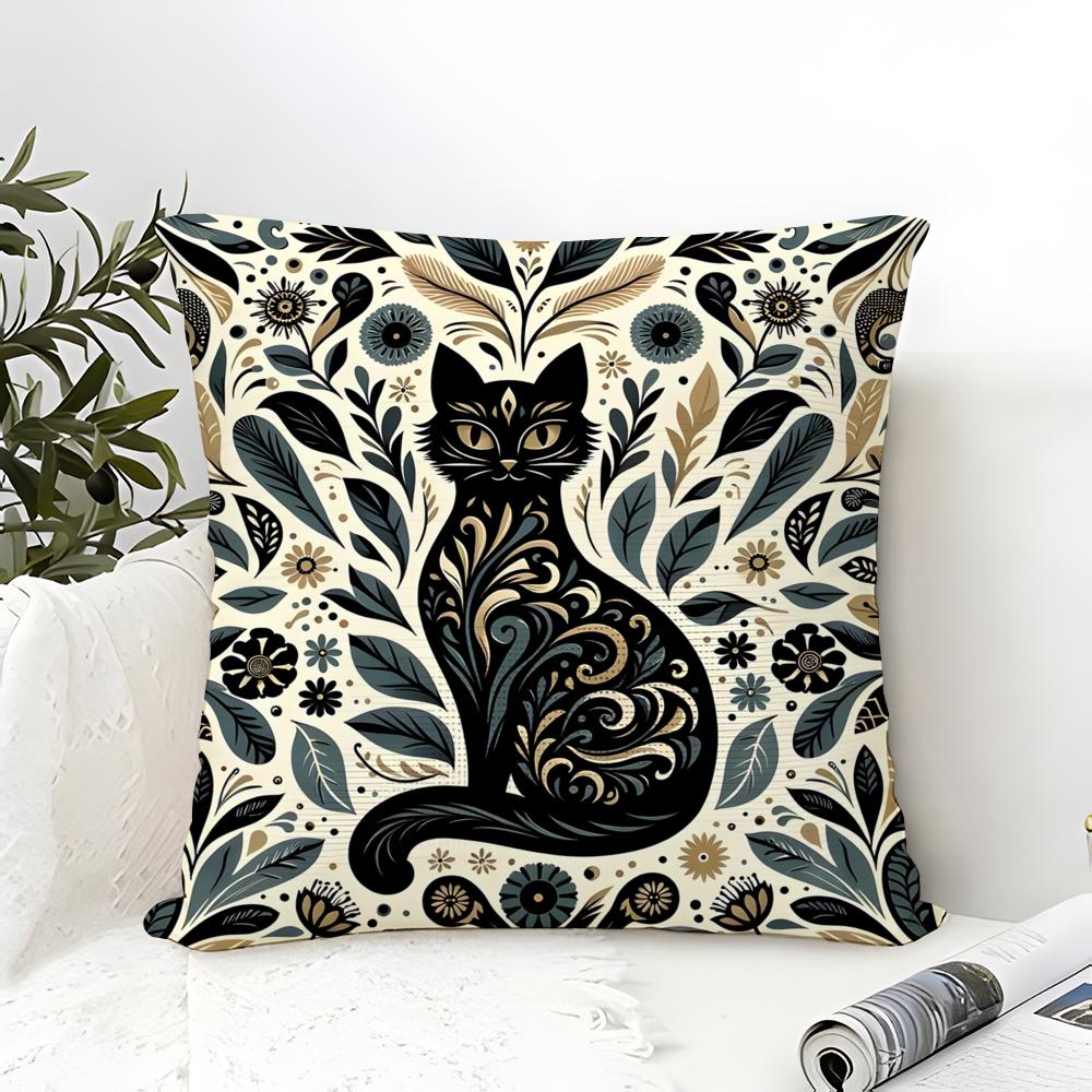 Animal And Natural Floral Prints Pillow Case Cotton Linen Fabric Square Zipper Pillowcase Home Decorative Living Room