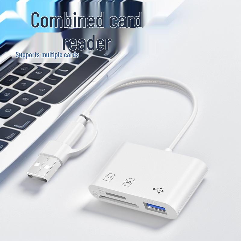 Универсальный картридер Type-C для Huawei, Xiaomi, Apple - Поддерживает TF, SD-карты, USB-накопители, Автомобиль, Камеру