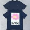 2026 new Black Crew Neck T‑shirt Front Small Logo Back Large Letter Pink Floral Graphic Unisex Cotton Short Sleeve Tee