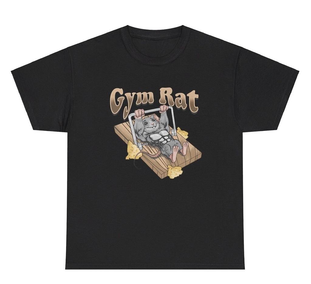 Gym Rat Benching Mouse Trap Graphic T Shirt Silly Ironic Gen Z Weirdcore Tee