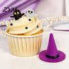 Halloween Witch Hat Decorations 2 Pcs Mini Felt Hats, Cute Tiny Wizard Wine Handmade Ribbon Crafts Bottle Topper for Party Favors, DIY Crafts,