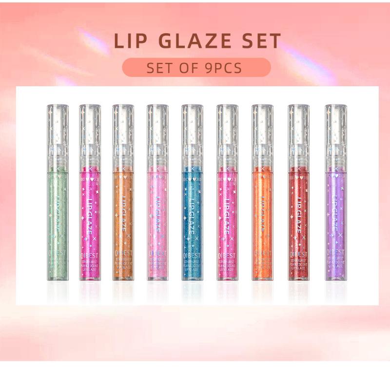 QIBEST Long Lasting Moisturizing People Ji Color Lip Glaze Dazzling Pearl Fine Glitter Shiny Polarized Lip Color Color Lip Glaze