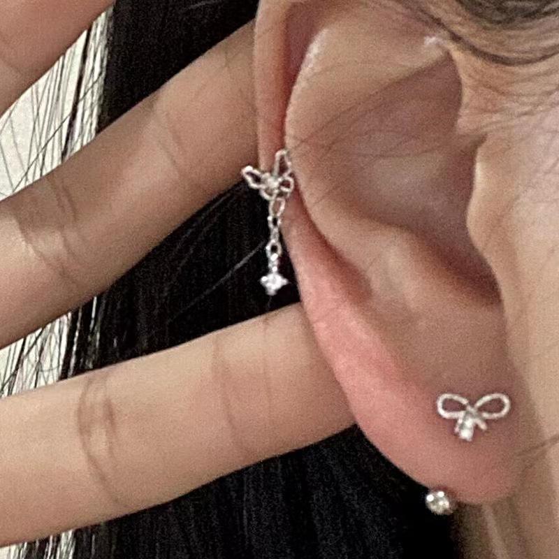 1Pair Elegant Bow Stud Earrings For Women Girls Sweet Temperament Bow Earrings Daily Wear Earrings Jewelry Accessories Gifts
