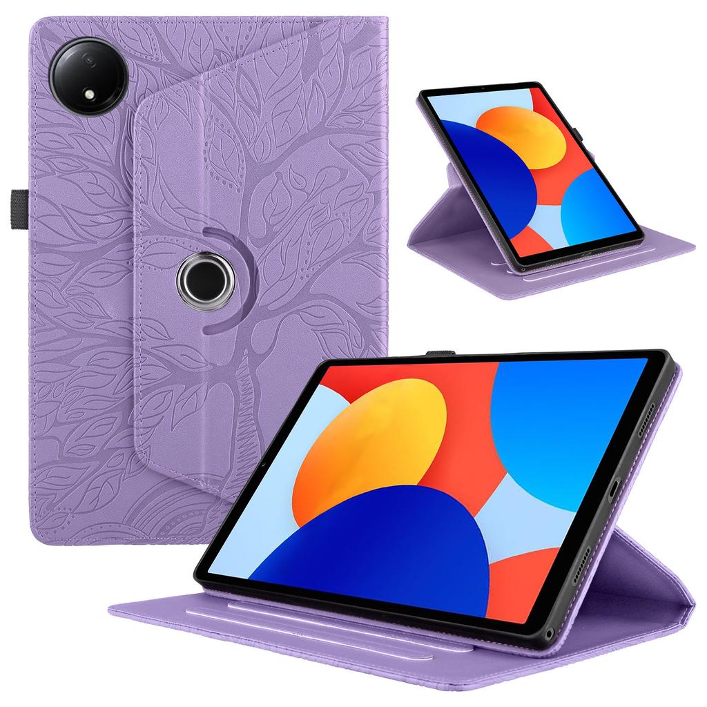 Подходит для Redmi pad SE 8.7 2026 плоский кожаный чехол 360 вращающаяся подставка Чехол с тиснением "Древо жизни" противоударный