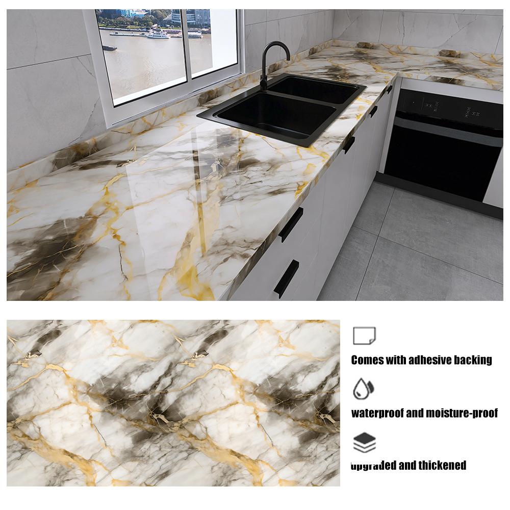 Marble Oil Resistant 40cm Kitchen Sticker Self-adhesive Waterproof Cabinet Stove Top Wallpaper Desktop Bathroom Decoration
