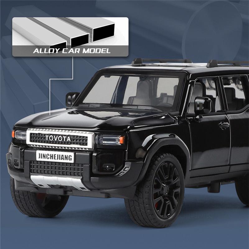 1/32 Toyota 2024 PRADO Land Cruiser Модель автомобиля из сплава Литой металл Внедорожники Модель автомобиля Звук и свет Детская игрушка Подарок