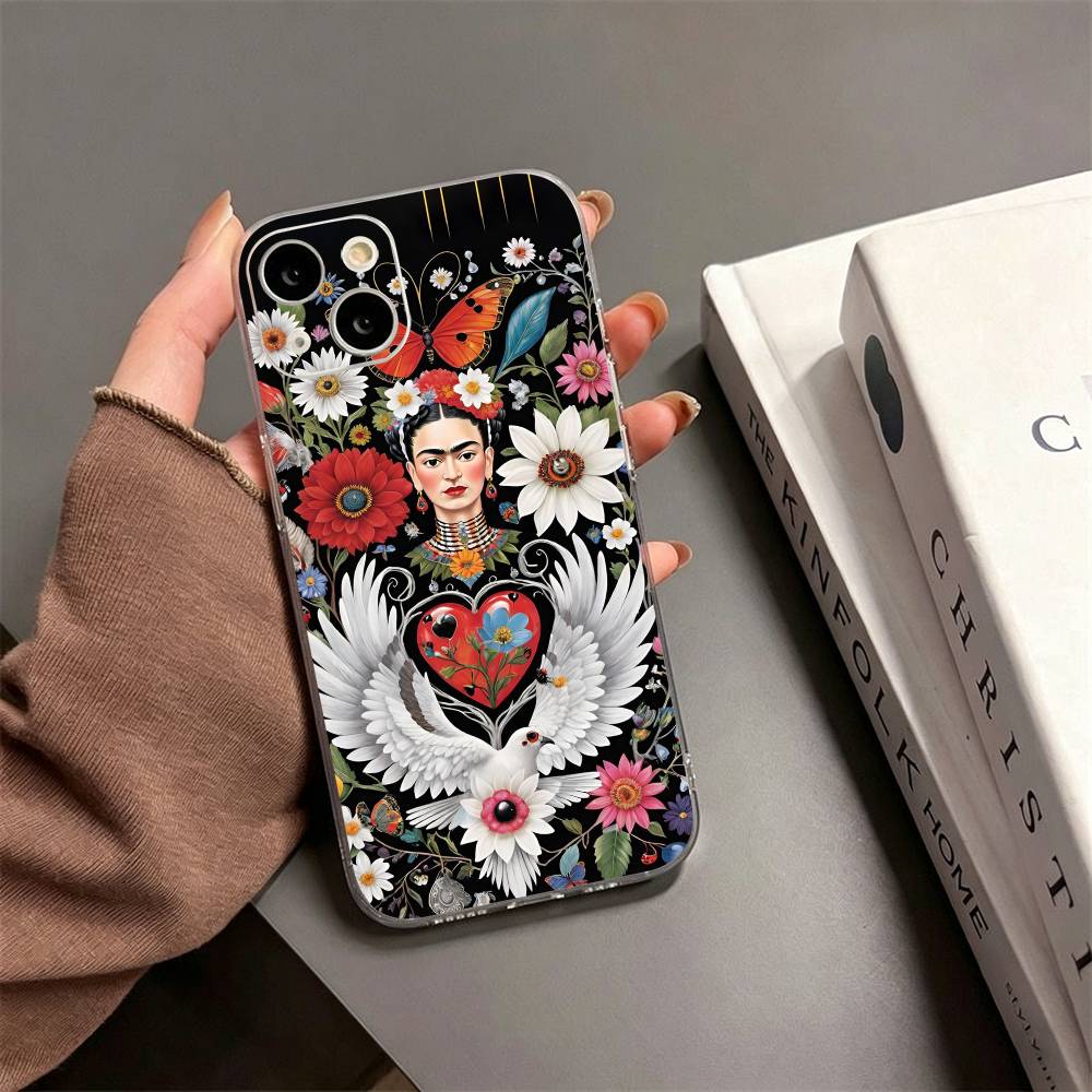 Арт F-Фриды К-Кало КРУТЫЙ Чехол для Телефона Для iPhone17,16,15,14,13,12,11 Plus,Pro Max Мягкий Прозрачный Чехол