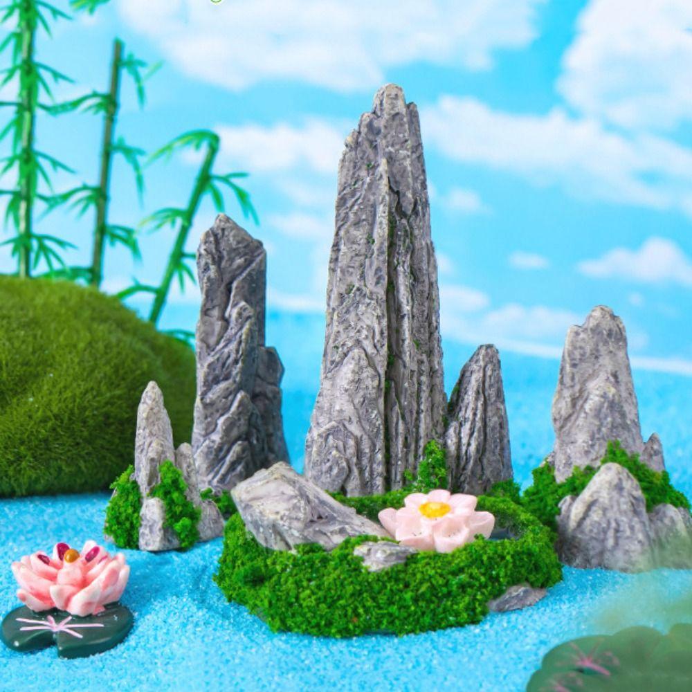 Resin Mini Mountain Statue Simulation Waterfall Rocks Imitation Fake Mountain Fish Tank