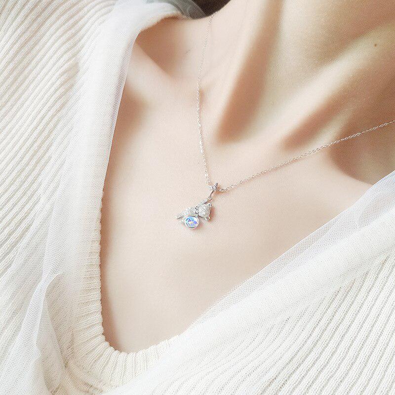 925 пробы стерлингового серебра медведь звезда подвеска ожерелье для женщин девочек ювелирные изделия для вечеринок колье воротник цепи ожерелье