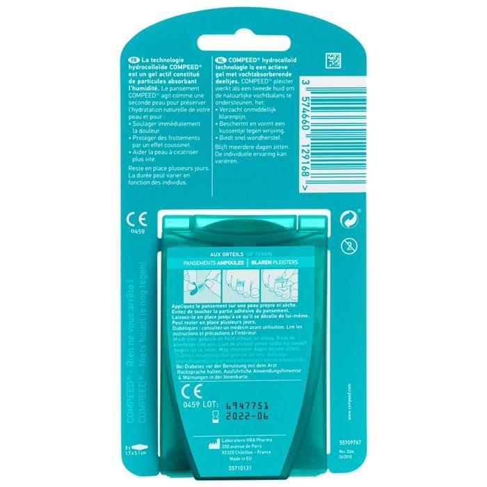 Pansement - Compeed - Ampoules aux Orteils - Boîte de 8 - Hypoallergénique - Imperméable aux bactéries