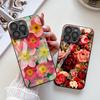 Tempered Glass Flower Painted Case For iPhone 11 13 16 Pro Max 15 14 12 XS X XR 7 8 Plus SE  16promax Shockproof Funda Cover