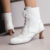 Women Boots Victorian Retro Ankle Boots Kitten Heels Shoes 2024 Autmn Winter Burnishing Holes Lace Up Cosplay Footwear