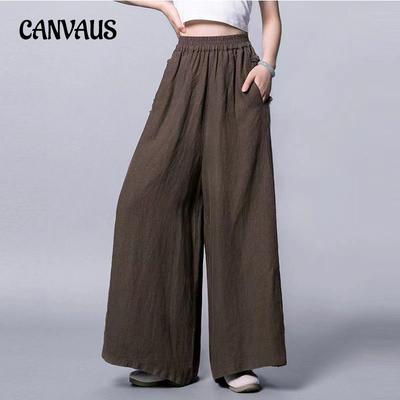 Весенне-летние женские брюки из хлопка и льна, широкие брюки в стиле ретро с драпировкой и высокой талией, дышащие свободные брюки с девятью точками, женские брюки-снежный человек
