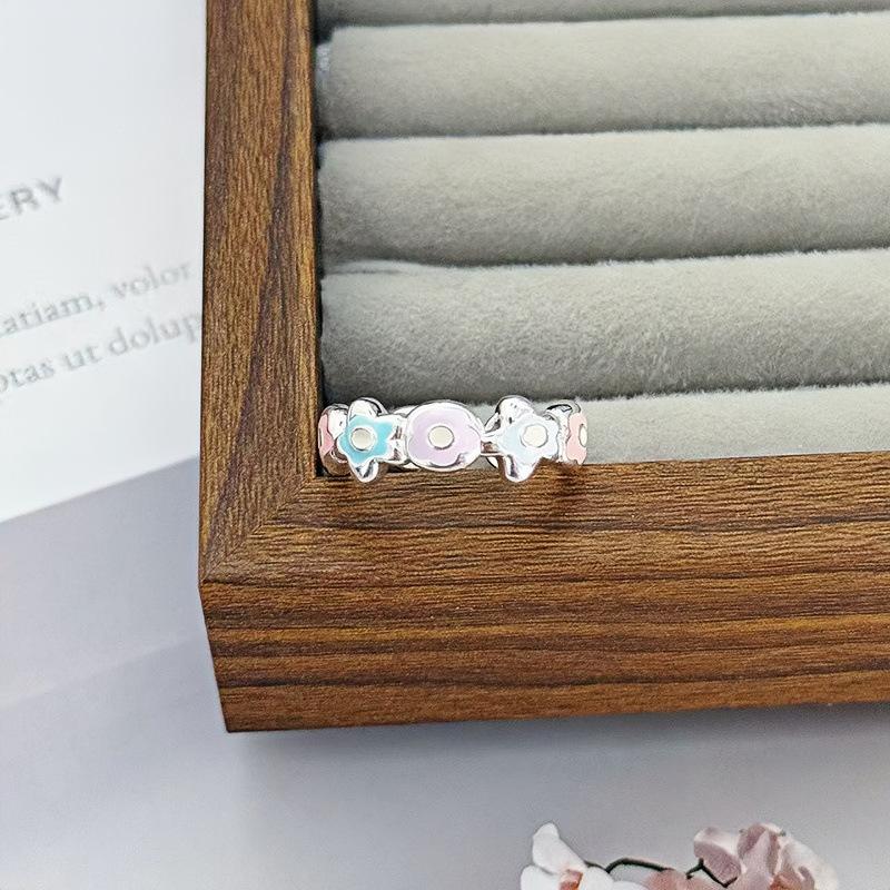 Enamel Color Butterfly Ring French Niche Exquisite Ring Middle Ancient Small Fresh Super Fairy Temperament Open Index Finger Ring