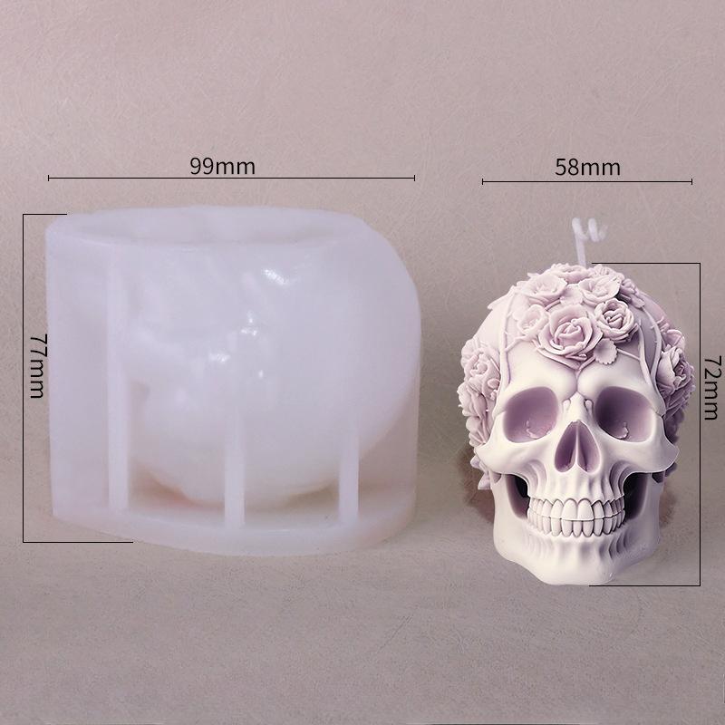 1 шт. 3D роза череп цветок силиконовые формы для свечей Хэллоуин череп украшения поделки гипс смола цемент форма DIY ручной мыловарения инструмент
