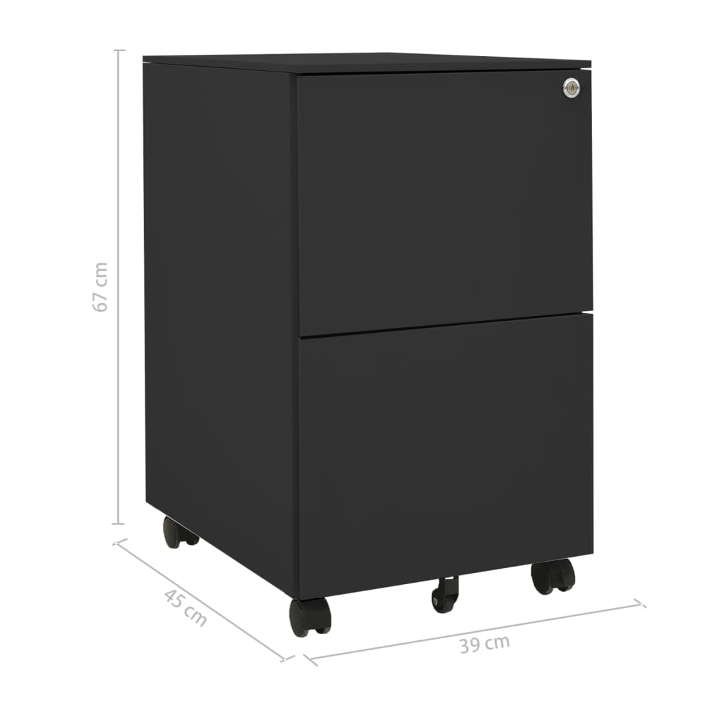 File Cabinet with Casters Anthracite 39 x 45 x 67 cm Steel