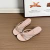 French rhinestone slope heel cool slippers summer new fairy style temperament toe with skirt slippers