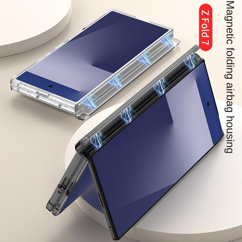 Four-corner Airbag Anti-drop All-inclusive Hinged Transparent Phone Case for Samsung Galaxy Z Fold 7 Fold7 Camera Protect Cover