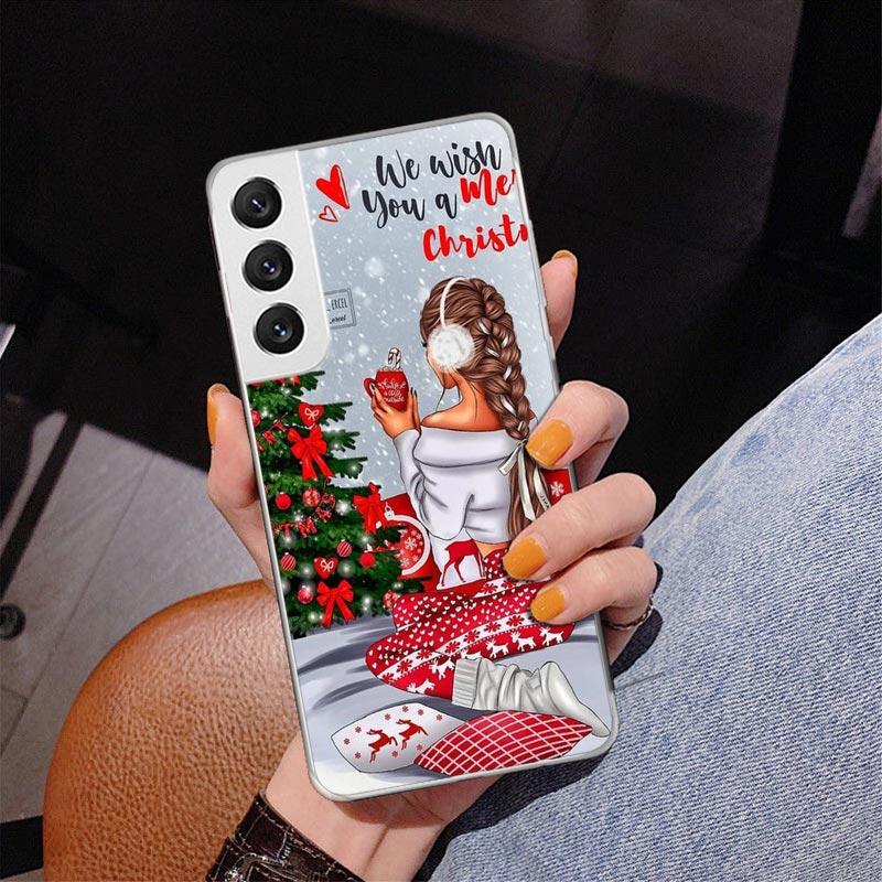 Christmas Girls Tree Gift Phone Case For Samsung Galaxy S24 S25 Edge S26 Ultra S23 S22 S21 Plus S20 FE + Personalized Print Cove