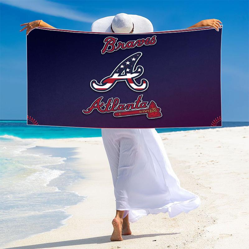 Пляжное полотенце с принтом Atlanta Braves, Большое, Мягкое, Быстросохнущее, для Пляжа, Кемпинга, Плавания