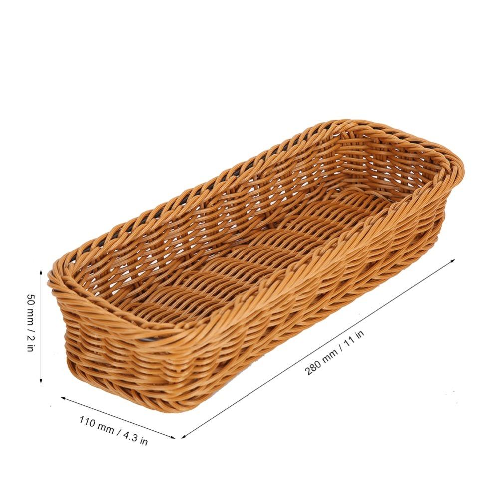 Rectangular Storage Basket Imitation Cane Woven Kitchen Basket Durable Flatware Holder Kitchen
