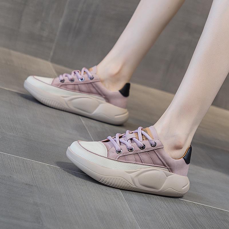 Летние новые ретро-кеды из кожи с мягкой подошвой 2025 года с увеличением высоты на 4 см