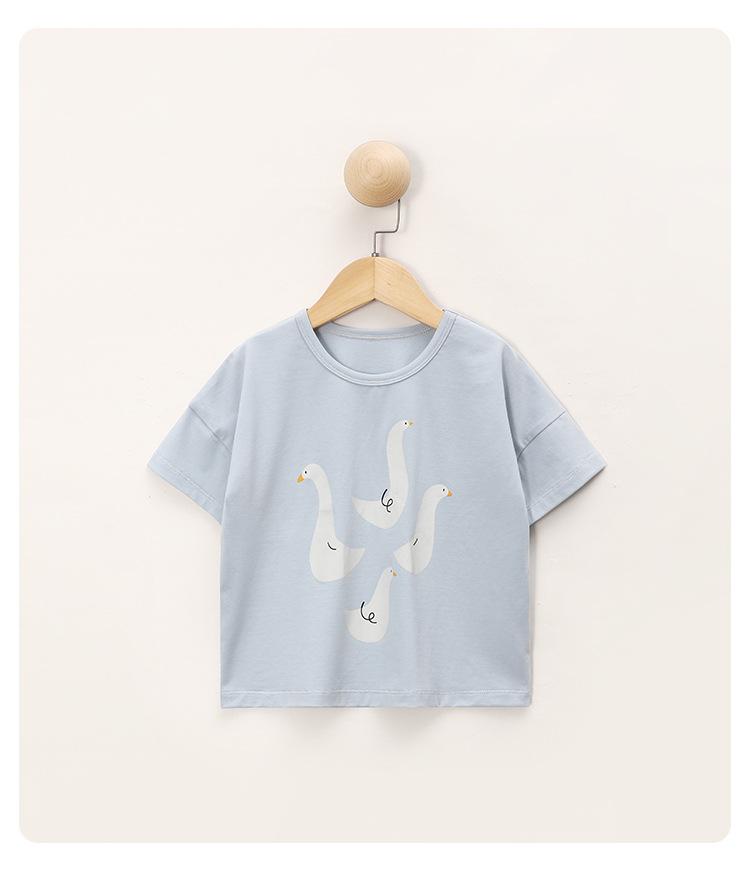 Модный топ с короткими рукавами для девочек, летняя детская повседневная футболка с круглым вырезом и забавным принтом для детей