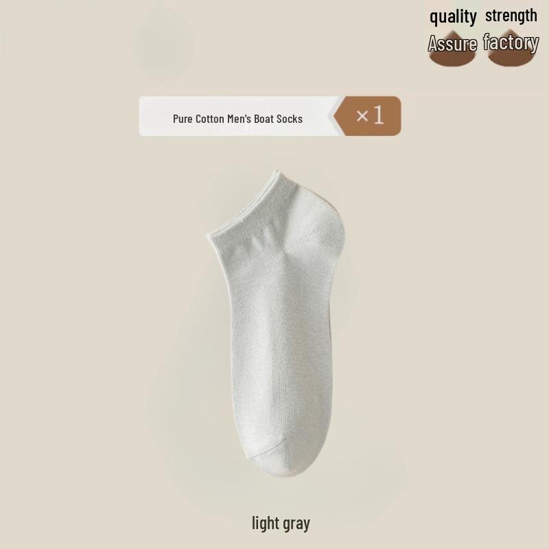 Мужские антибактериальные хлопковые низкие дышащие летние носки - Влагоотводящие, нескользящие, однотонные носки-лодочки