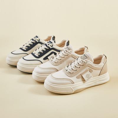 Повседневная обувь для ходьбы для женщин. Удобные кроссовки из искусственной кожи со шнуровкой на толстой платформе. Нескользящие теннисные кроссовки. Женские дышащие кроссовки для бега.