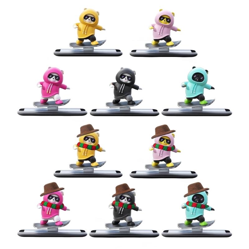 Car Interior Decorations Cute Dashboard Ornament Cartoon Skateboarding Bear Decor Car Interior Accessory Gift for Friend