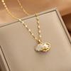 Copper Micro-inlaid Zircon Fashion Necklace Pearl Shell Necklace Colorfast Niche Design Clavicle Chain