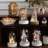 Christmas Figures In Glass Dome Tabletop Decoration LED Light Up Christmas Cloche Ornaments