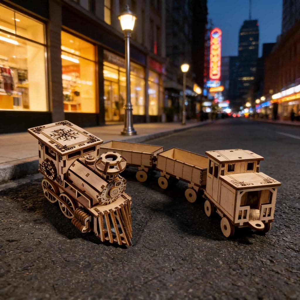 1 деревянный Рождественский поезд СДЕЛАЙ САМ Креативная 3D-головоломка, идеальный праздничный Подарок Плюс домашнее украшение