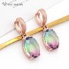 Fashion Oval Egg Shape Imitation Tourmaline Drop Earrings For Women Wedding Party Rose Gold Color Jewelry