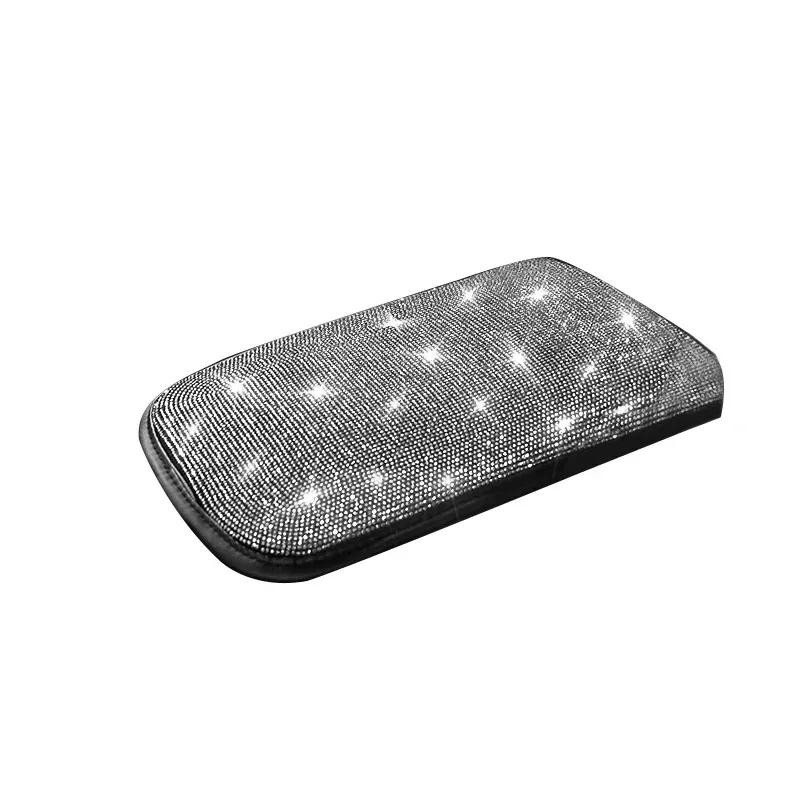 Bling Car Armrest Cover Auto Center Console Protective Cover Crystal Rhinestone Arm Rest Cushion Pad Car Accessories for Women