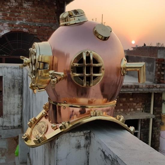 Бостонский шлем для подводного плавания  Шлем водолаза ВМС США Mark V для глубоководных погружений  Медный латунный шлем для дайвинга
