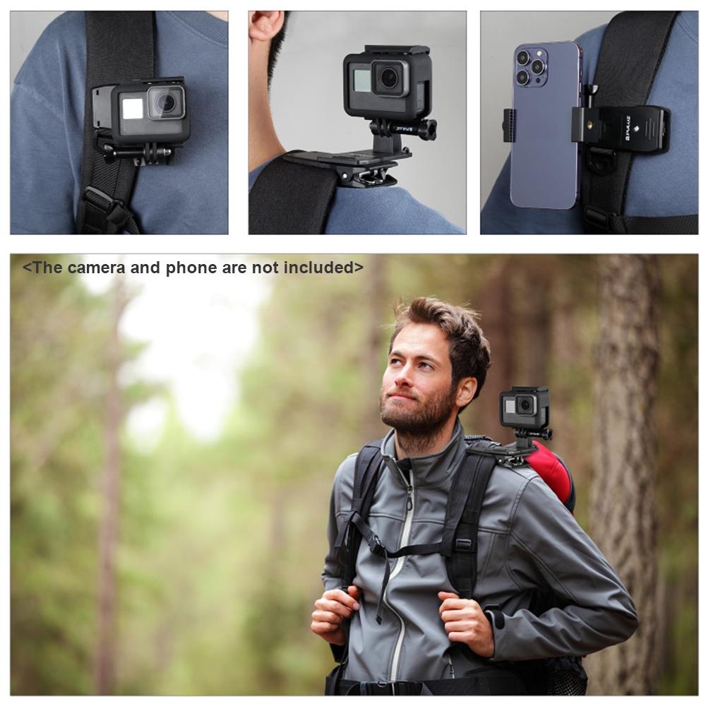 PULUZ Backpack Shoulder Strap Mount Backpack Clip Replacement for GoPro Hero 11/10/9 Osmo Pocket