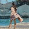Sexy Short Sleeve Front Open Self Belted Long Kimono Dress Summer Clothes For Women Beach Wear Bathing Suit Cover Up Q1357