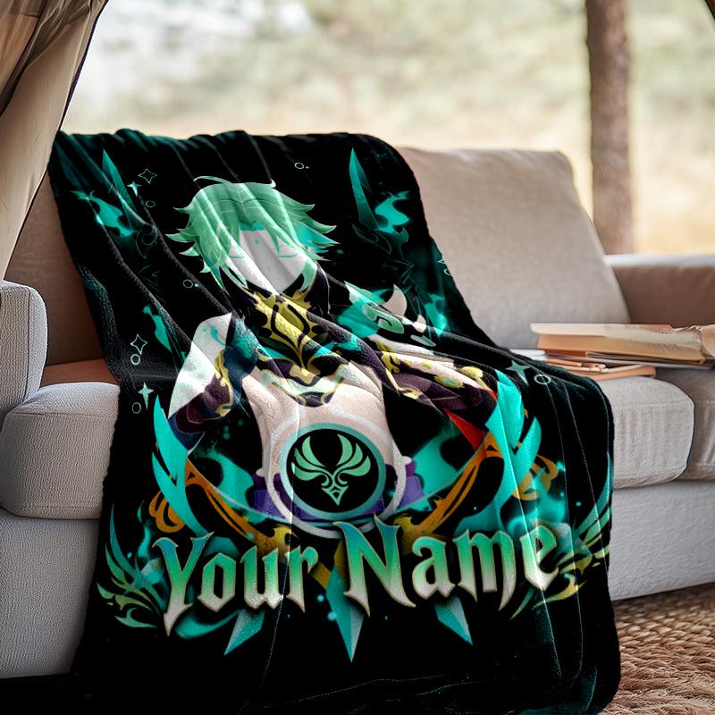 Custom Name Genshin Throw Blanket - Perfect for Couch, Bed, Office, and outdoor Travel - Ideal Gift for Christmas & Holidays
