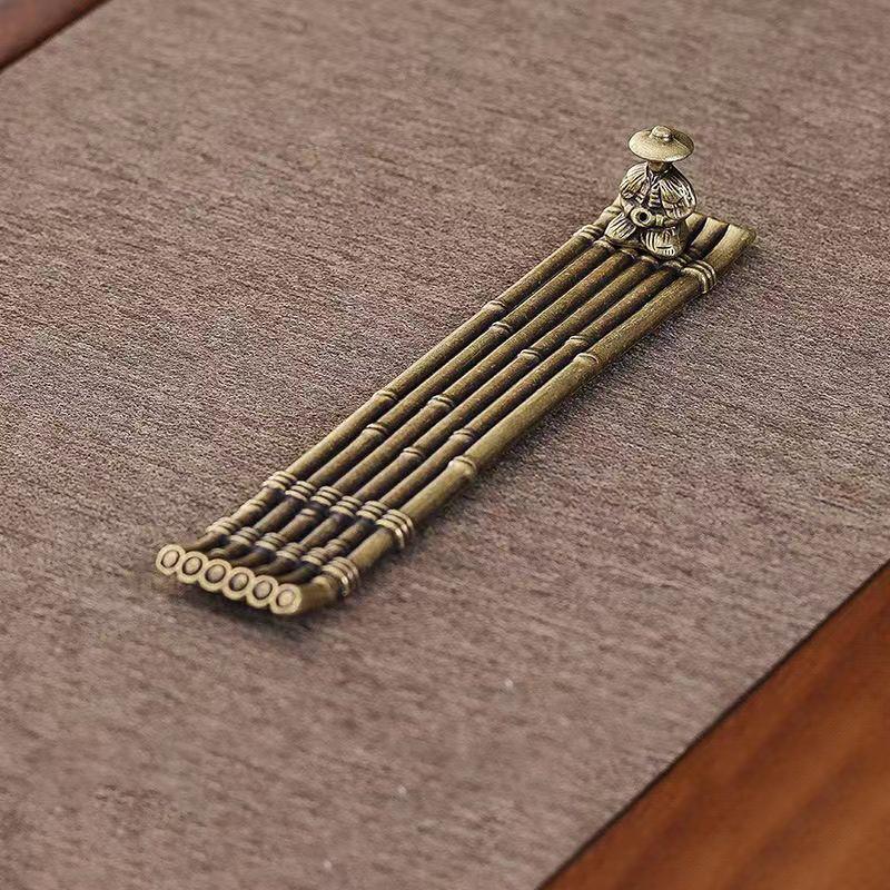 1 шт. Винтажные бронзовые маленькие курильницы, украшения, бамбуковый плот, подставка для благовоний, подставка для палочек, поднос, тарелка для сбора пепла