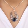 Серебряный кулон с топазом London Blue 1,8 дюйма, стерлинговое серебро 925 пробы, женские свадебные украшения, кулон с топазом для нее CP-42-9