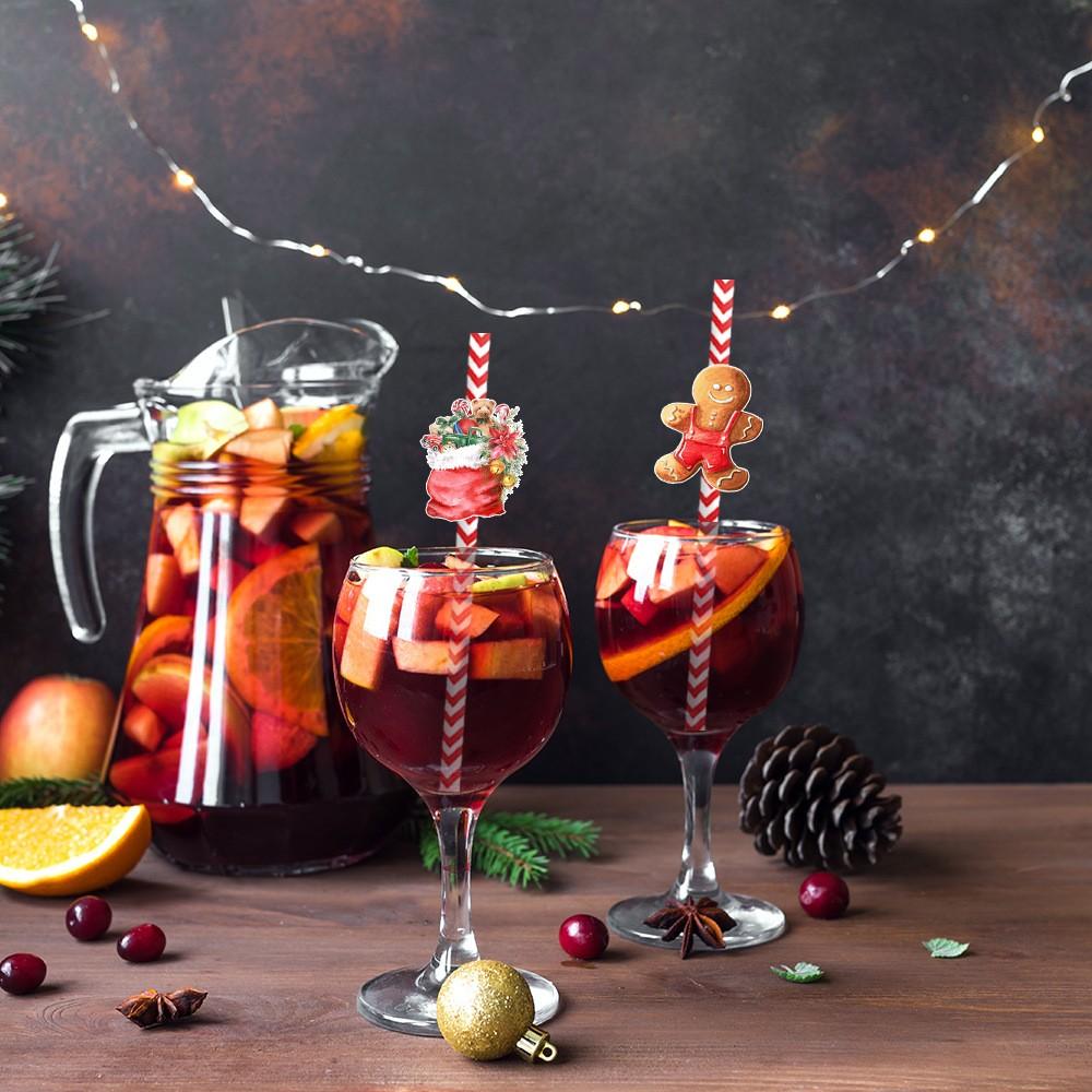 Рождественские украшения для вечеринок 24 шт. Снеговик, стакан для воды, одноразовые декоративные соломинки для напитков