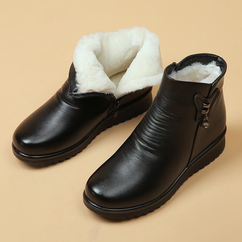 Boots for Women Winter Boots Shoes Fleece Warmth Leather Boots Women's Boots Ankle Boots Cotton Shoes