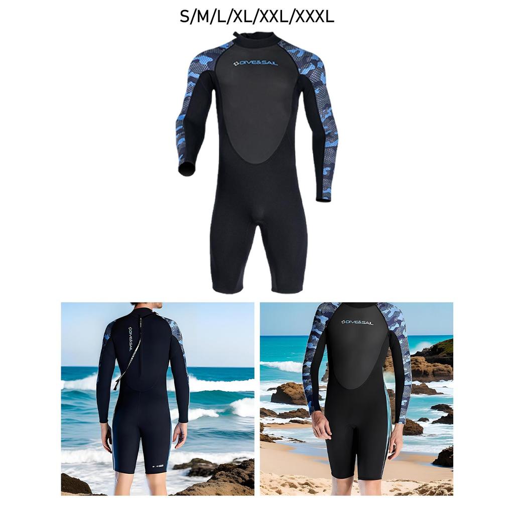 Mens 2mm Shorty Wetsuit Sun Protection Wet Suit for Canoeing Dive Skin