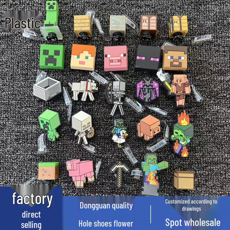 Цветочные подвески в стиле Minecraft для Crocs - Декоративные аксессуары для обуви из ПВХ