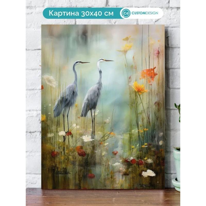 Авторская картина со стеной из птиц, 20x30 см, Декор для дома