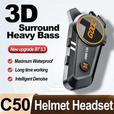 3D Surround Heavy Bass Мотоциклетный шлем Гарнитура Стерео Bluetooth Hands Free Звонок IPX7 Водонепроницаемый С Трехцветной Подсветкой