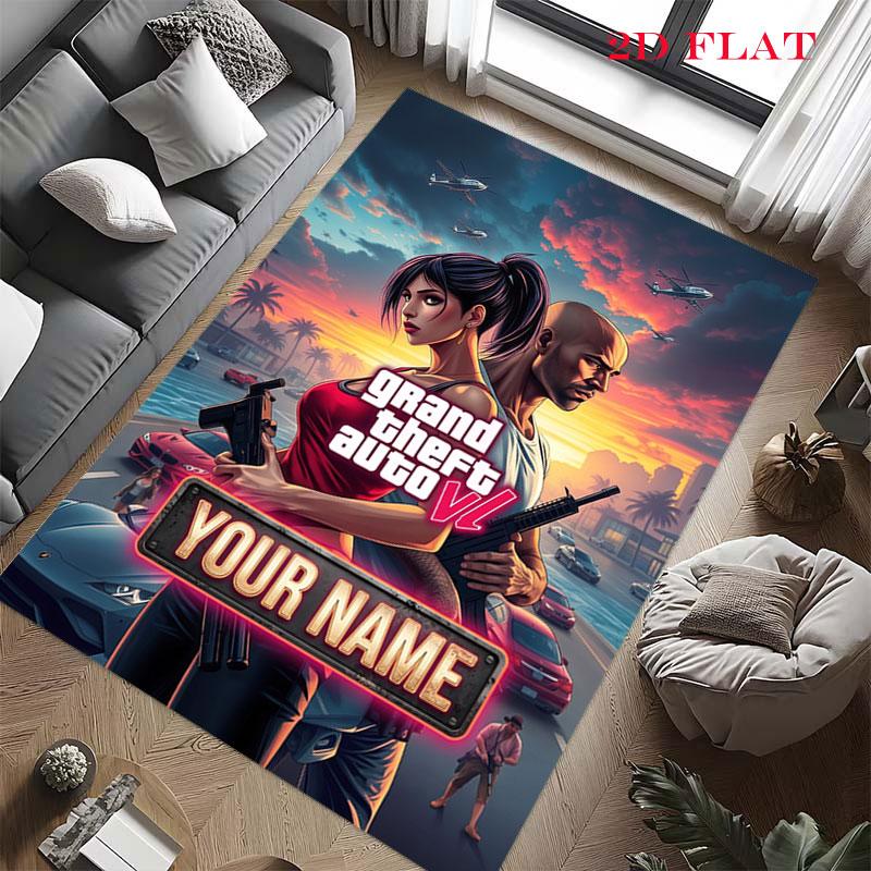 Custom Gta6 Carpet Rug for Living Room Bedroom Home Sofa Decoration,Kids play Nonslip Floor Mat