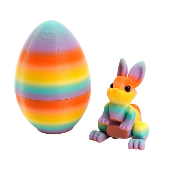 3D Printed Easter Eggs with Bunny Inside Articulated Flexible Fidget Rabbit Toys Easter Basket Stuffers Birthday