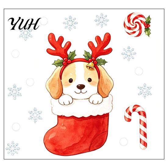 Reusable Glass Surface Decals Christmas Static Window Clings, No?Glue Cute Puppy with Snowflake Easy to Apply Stickers Candy Cane, PVC for Home Shop